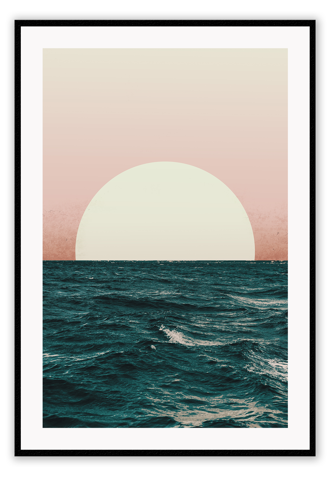 Sunset print water pink blue yellow waves gradient ripple